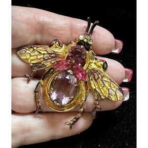 1950's Vintage Coro Sterling Silver Bug Purple stone